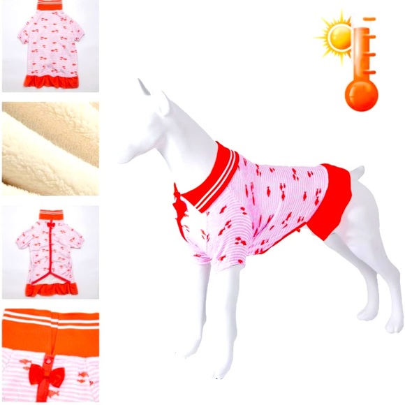 LOVINPET Soft Fleece Dog Dress In Sunfish Red Size Large - Picture 2 of 10